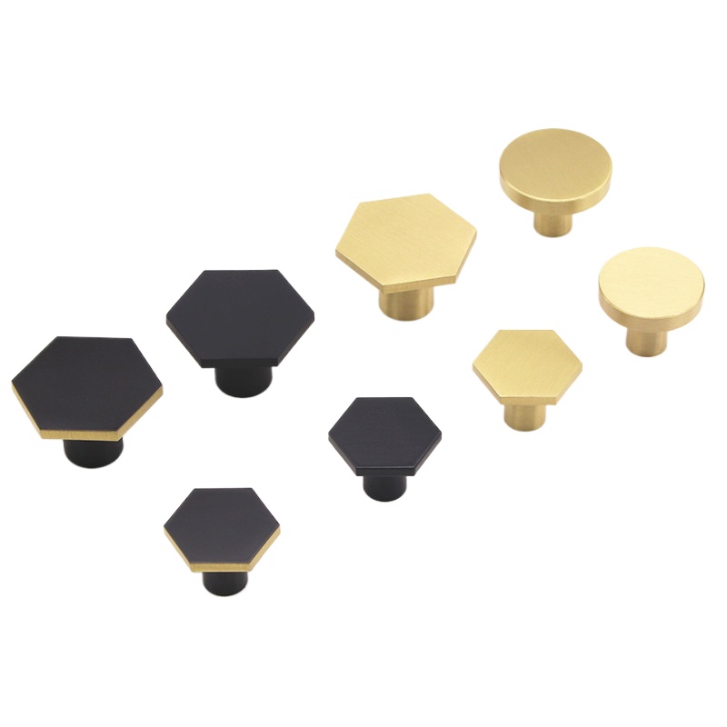 Furniture Hardware Drawer Pulls - 3 szt. mosiężnych uchwytów sześciokątnych do