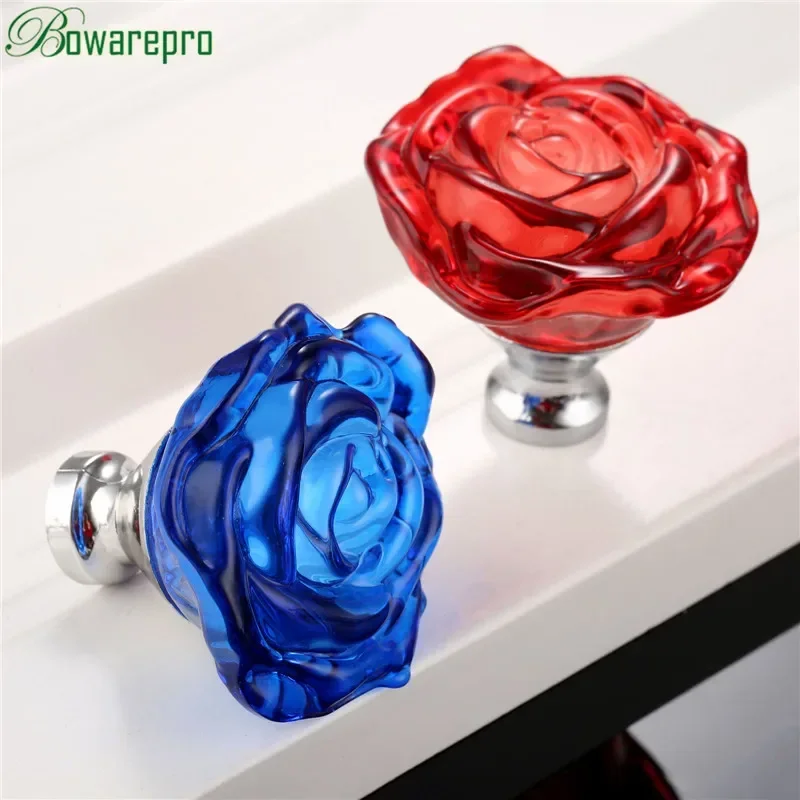 Furniture Hardware Feet - Bowarepro 50MM kryształowa róża szklany uchwyt