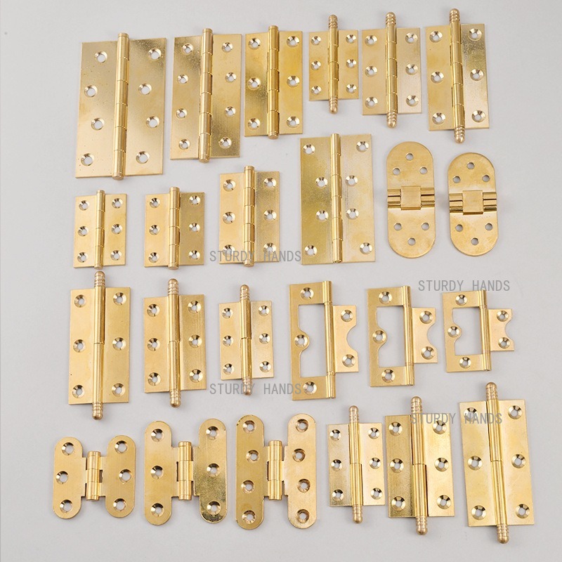 Furniture Hardware Brass - 10 szt. Mosiężne Zawiasy, Złote Zawiasy